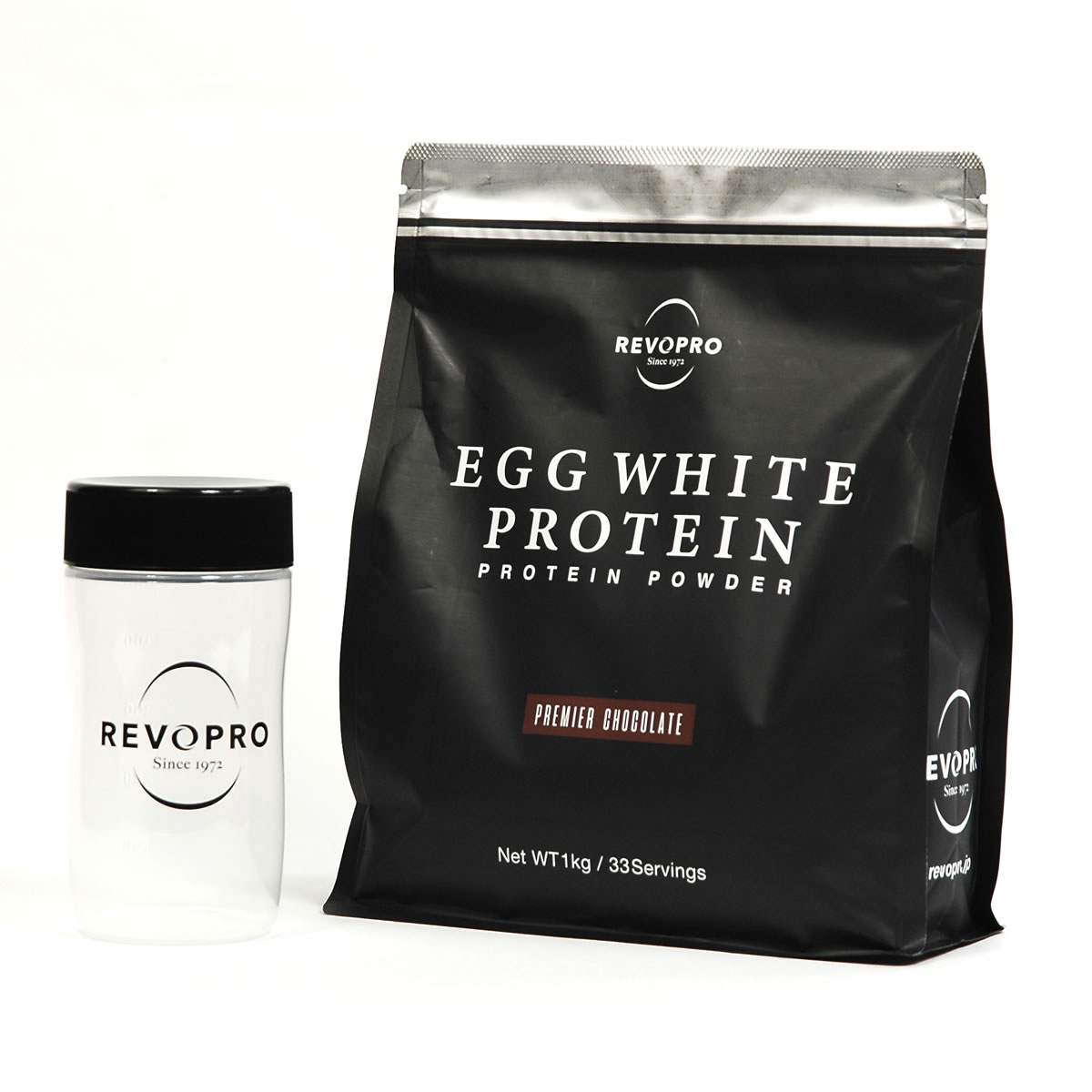 REVOPRO®エッグホワイトプロテイン プレミアム チョコレート味(パウチ) + シェーカーセット